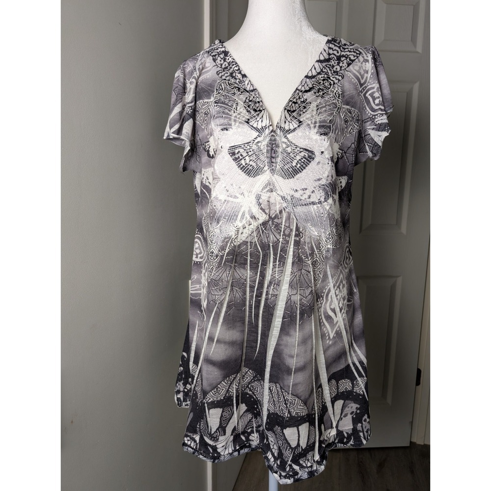 Live and Let Live Babydoll Tunic Womens Large Blouse Top Fairycore Peasant